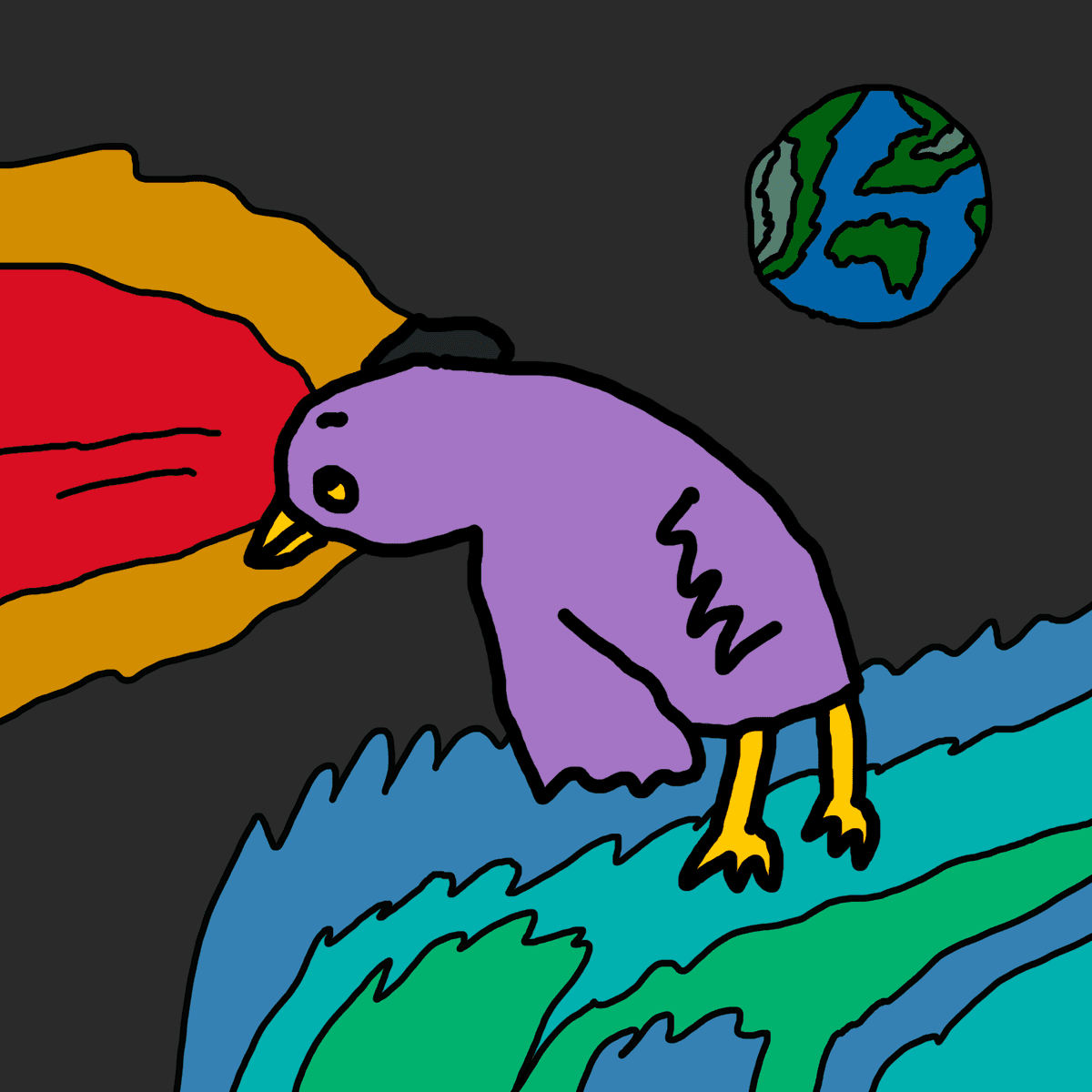 けっこう遠くの宇宙に立っている